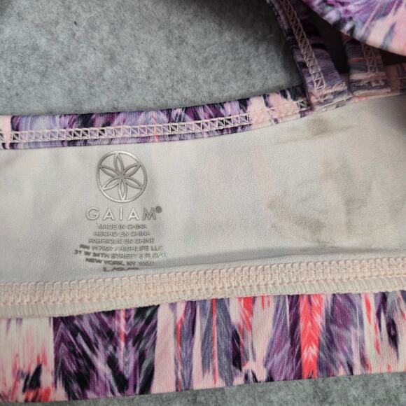 Gaiam Pink Purple Feathers Sports Bra Size Large - Picture 3 of 4